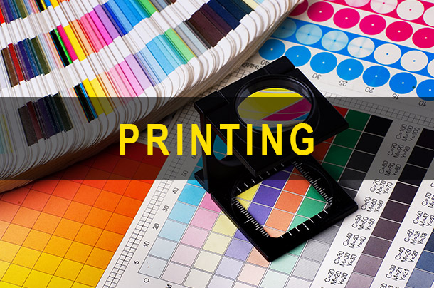 Printing - image of a printers pantone color wheel and loop on a color test printout